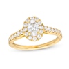 1.00 CT. T.W. Oval Certified Lab-Created Diamond Frame Engagement Ring in 14K Gold (F/SI2)