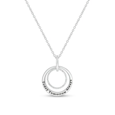 0.085 CT. T.W. Diamond Engravable Double Doorknocker Circle Pendant in Sterling Silver (1 Line)
