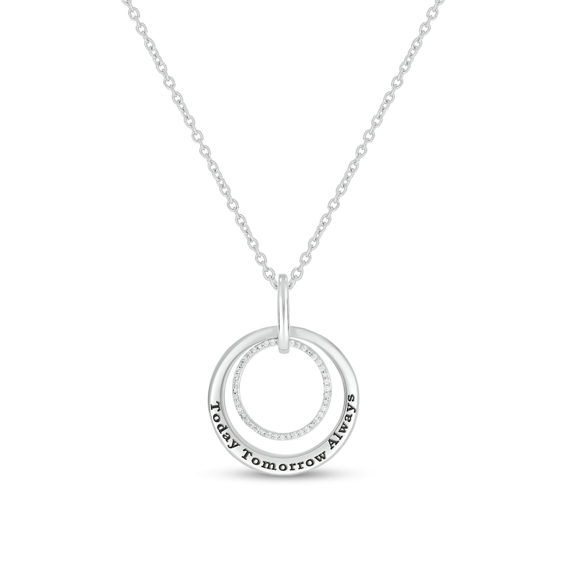 0.085 CT. T.W. Diamond Engravable Double Doorknocker Circle Pendant in Sterling Silver (1 Line)