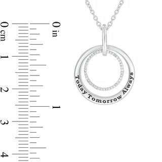 0.085 CT. T.W. Diamond Engravable Double Doorknocker Circle Pendant in Sterling Silver (1 Line)
