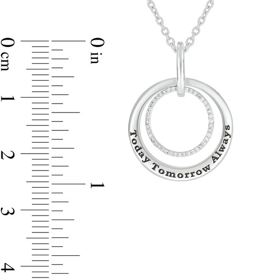 0.085 CT. T.W. Diamond Engravable Double Doorknocker Circle Pendant in Sterling Silver (1 Line)