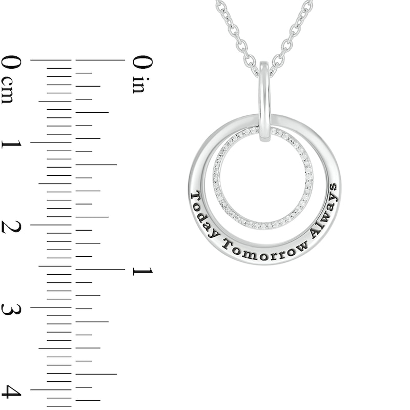 0.085 CT. T.W. Diamond Engravable Double Doorknocker Circle Pendant in Sterling Silver (1 Line)