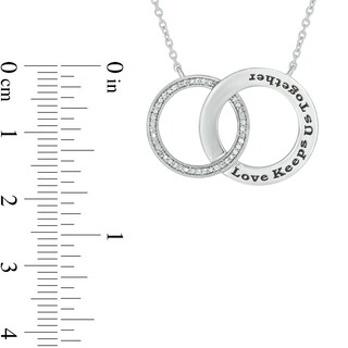 0.086 CT. T.W. Diamond Engravable Interlocking Circles Necklace in Sterling Silver (1 Line)