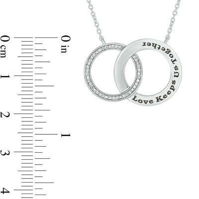 0.086 CT. T.W. Diamond Engravable Interlocking Circles Necklace in Sterling Silver (1 Line)