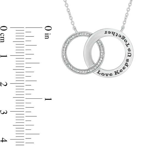 0.086 CT. T.W. Diamond Engravable Interlocking Circles Necklace in Sterling Silver (1 Line)