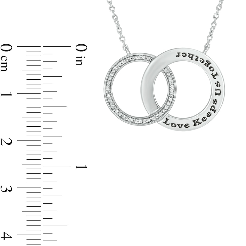 0.086 CT. T.W. Diamond Engravable Interlocking Circles Necklace in Sterling Silver (1 Line)