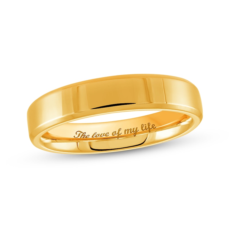 4.0mm Engravable Bevelled Edge Wedding Band in 14K Gold (1 Finish and Line)|Peoples Jewellers