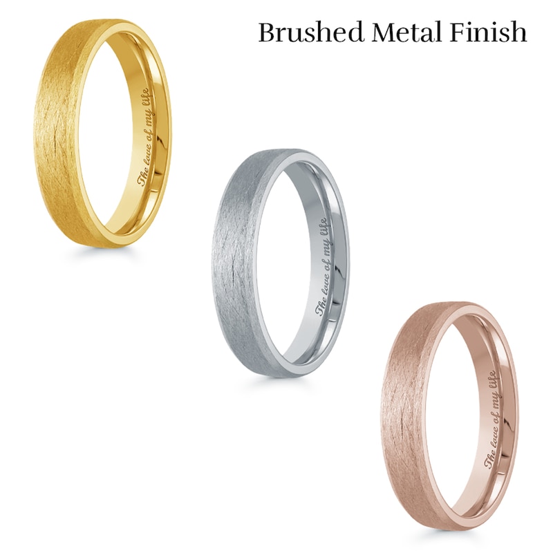 4.0mm Engravable Bevelled Edge Wedding Band in 14K Gold (1 Finish and Line)
