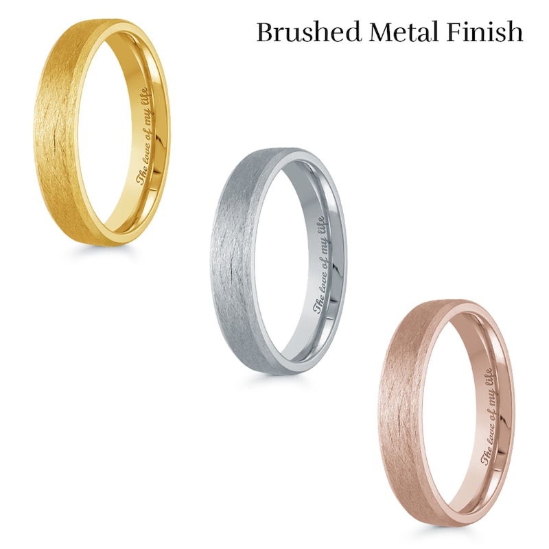 4.0mm Engravable Bevelled Edge Wedding Band in 14K Gold (1 Finish and Line)|Peoples Jewellers