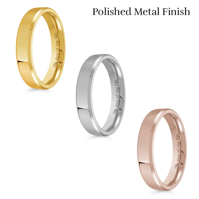 4.0mm Engravable Bevelled Edge Wedding Band in 14K Gold (1 Finish and Line)|Peoples Jewellers