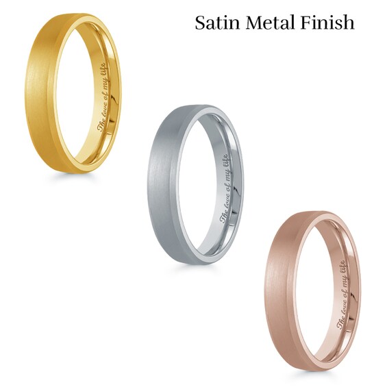 4.0mm Engravable Bevelled Edge Wedding Band in 14K Gold (1 Finish and Line
