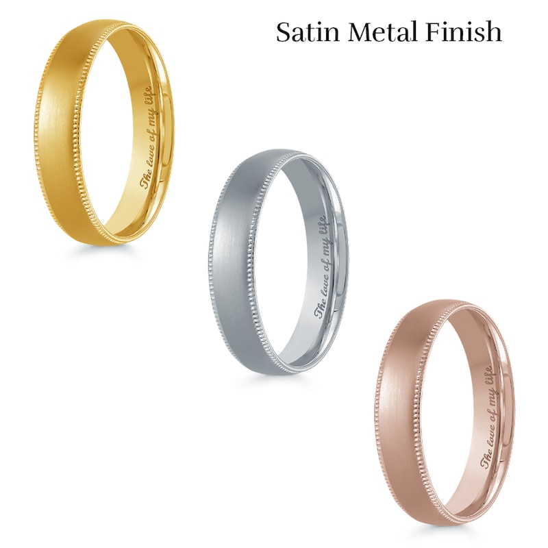 4.0mm Engravable Textured Edge Wedding Band in 14K Gold (1 Finish and Line)