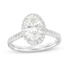 Thumbnail Image 1 of 2.50 CT. T.W. Oval Certified Lab-Grown Diamond Frame Engagement Ring in 14K White Gold (F/SI2)