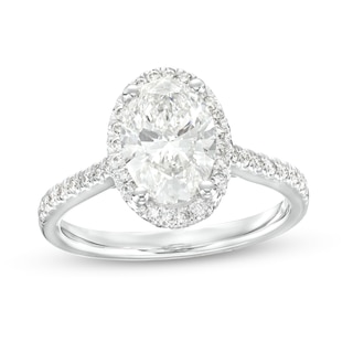 2.50 CT. T.W. Oval Certified Lab-Created Diamond Frame Engagement Ring in 14K White Gold (F/SI2)