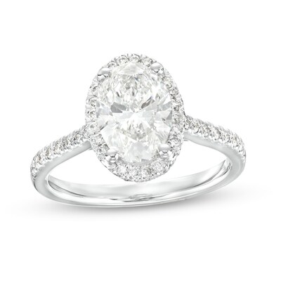 2.50 CT. T.W. Oval Certified Lab-Created Diamond Frame Engagement Ring in 14K White Gold (F/SI2)