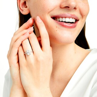 2.50 CT. T.W. Oval Certified Lab-Created Diamond Frame Engagement Ring in 14K White Gold (F/SI2)