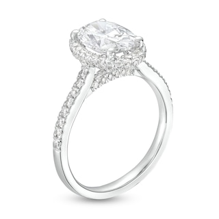 2.50 CT. T.W. Oval Certified Lab-Created Diamond Frame Engagement Ring in 14K White Gold (F/SI2)
