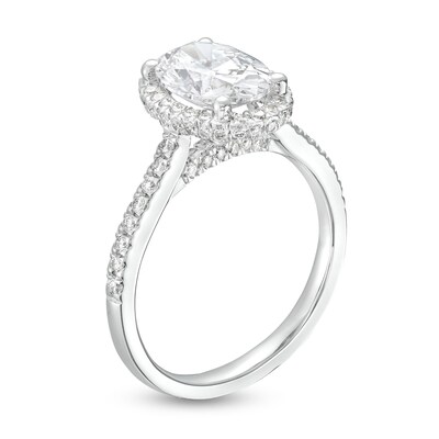 2.50 CT. T.W. Oval Certified Lab-Created Diamond Frame Engagement Ring in 14K White Gold (F/SI2)