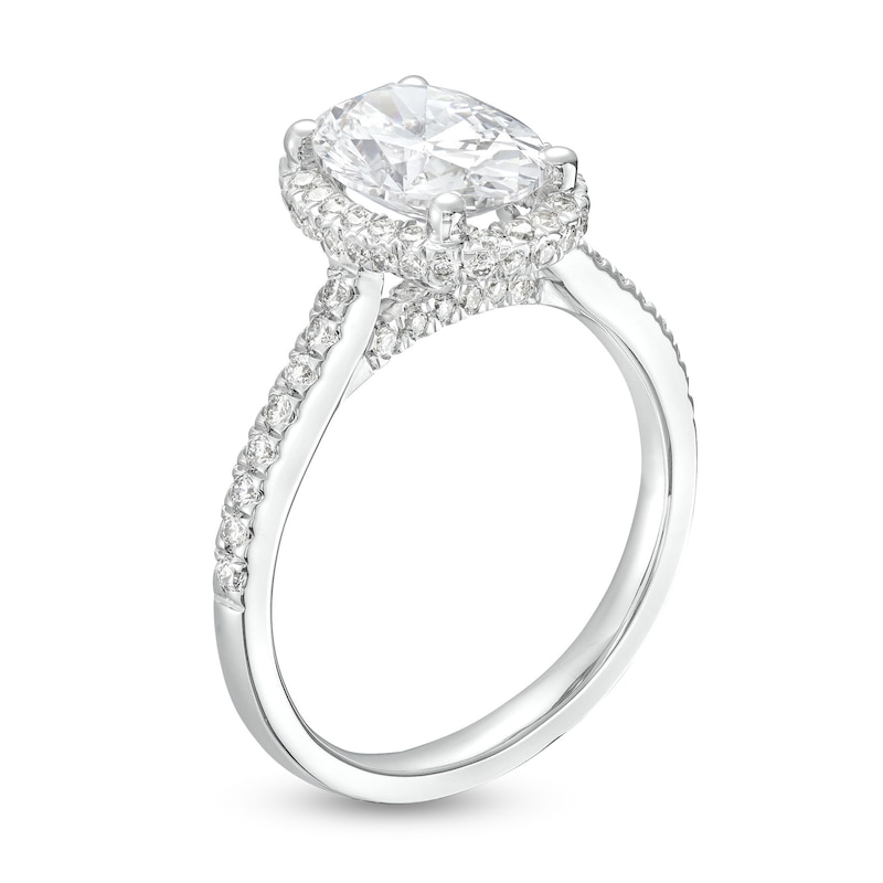 2.50 CT. T.W. Certified Oval Lab-Created Diamond Frame Engagement Ring in 14K White Gold (F/SI2)