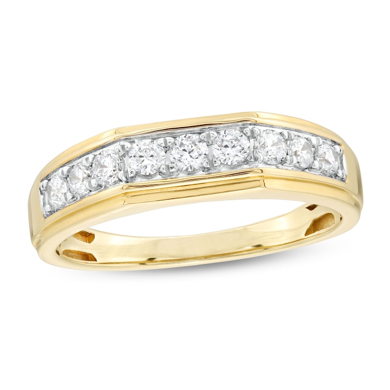 Men's 0.50 CT. T.W. Diamond Nine Stone Wedding Band in 10K Gold|Peoples Jewellers