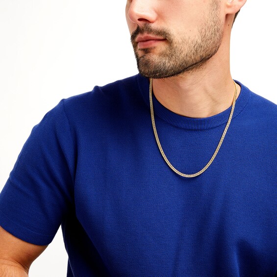 Men's 3.8mm Curb Chain Necklace in Hollow 18K Gold - 22"