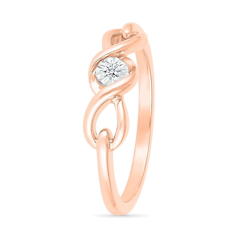 Diamond Accent Solitaire Cascading Infinity Frame Buckle Promise Ring in 10K Rose Gold (J/I3)