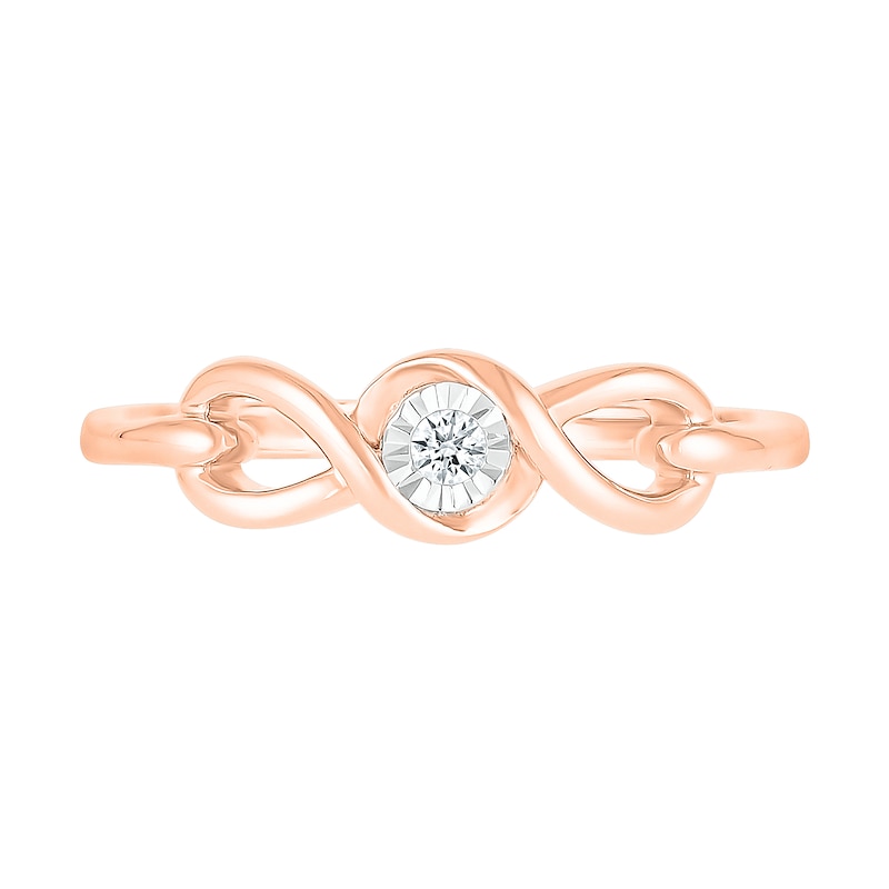 Diamond Accent Solitaire Cascading Infinity Frame Buckle Promise Ring in 10K Rose Gold (J/I3)