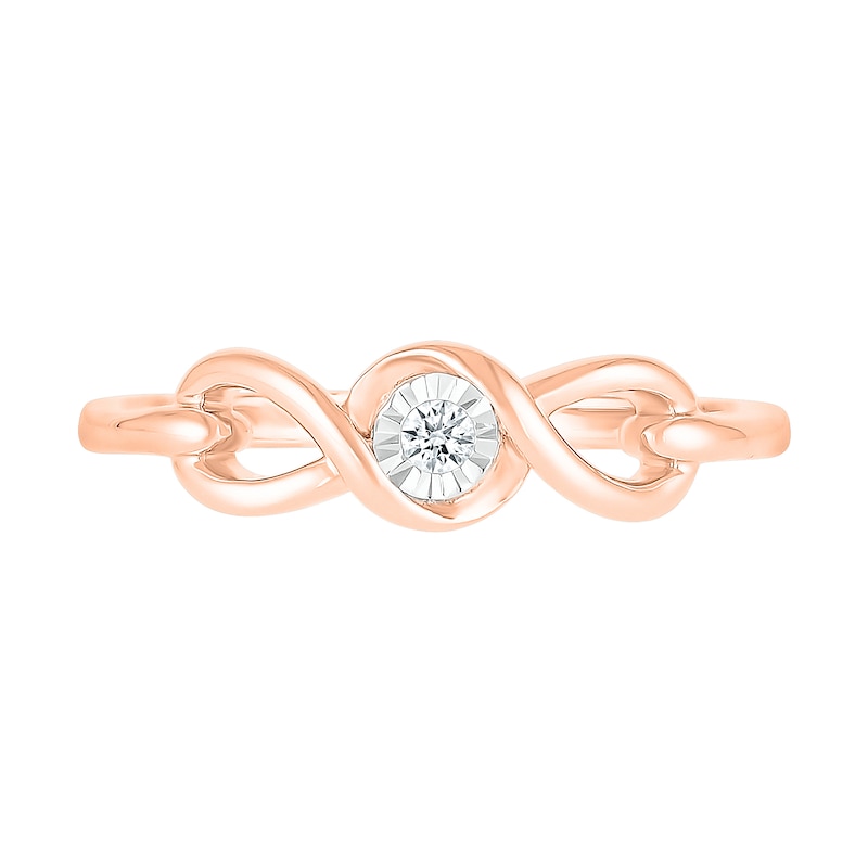 Diamond Accent Solitaire Cascading Infinity Frame Buckle Promise Ring in 10K Rose Gold (J/I3)