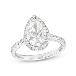 2.50 CT. T.W. Certified Pear-Shaped Lab-Grown Diamond Frame Engagement Ring in 14K White Gold (F/SI2)