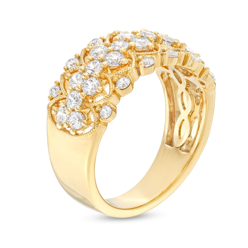 Main Image 3 of 0.95 CT. T.W. Diamond Multi-Row Vintage-Style Anniversary Band in 10K Gold