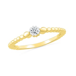 0.065 CT. Diamond Solitaire Bead Shank Promise Ring in 10K Gold