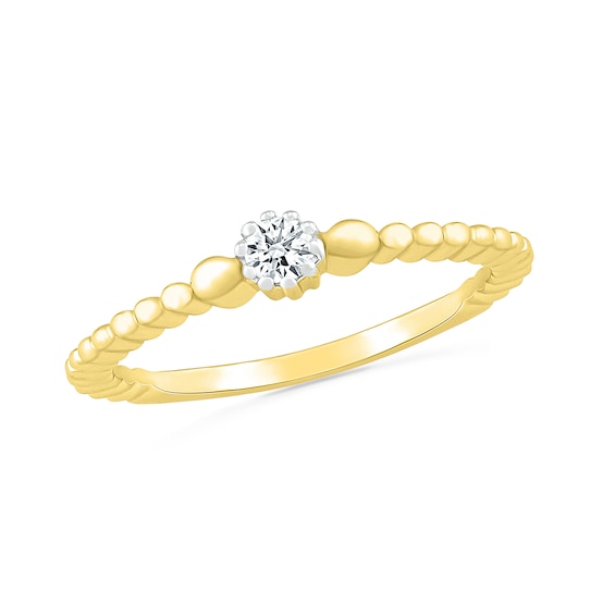 0.065 CT. Diamond Solitaire Bead Shank Promise Ring in 10K Gold