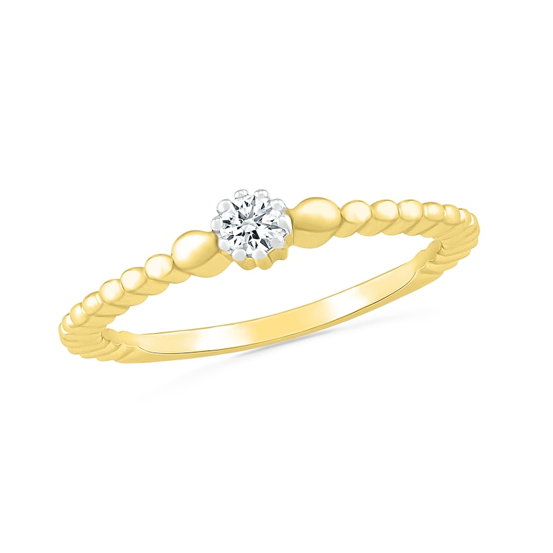 0.065 CT. Diamond Solitaire Bead Shank Promise Ring in 10K Gold