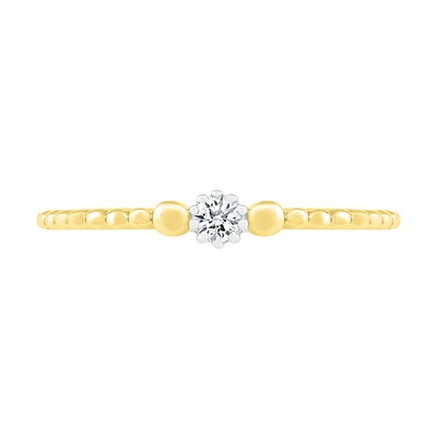 0.065 CT. Diamond Solitaire Bead Shank Promise Ring in 10K Gold