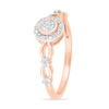 0.085 CT. T.W. Multi-Diamond Frame Alternating Circle Open Split Shank Promise Ring in 10K Rose Gold