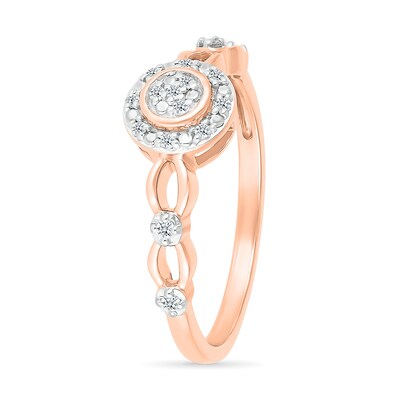 0.085 CT. T.W. Multi-Diamond Frame Alternating Circle Open Split Shank Promise Ring in 10K Rose Gold