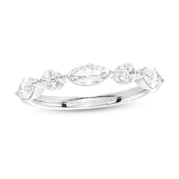 1.00 CT. T.W. Certified Lab-Grown Diamond Alternating Art Deco Anniversary Band in 14K White Gold (F/SI2)