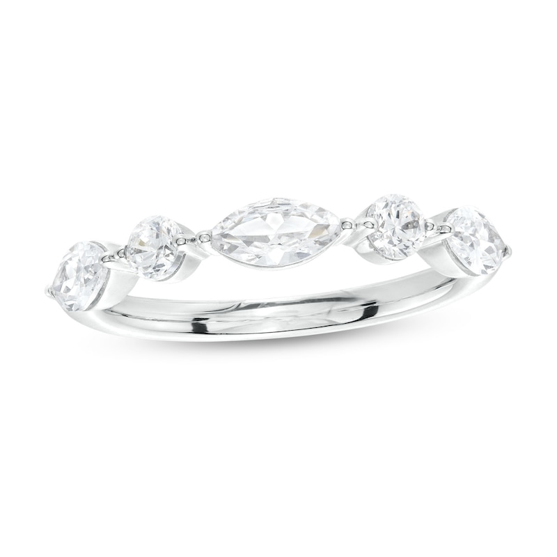 Main Image 1 of 1.00 CT. T.W. Certified Lab-Grown Diamond Alternating Art Deco Anniversary Band in 14K White Gold (F/SI2)