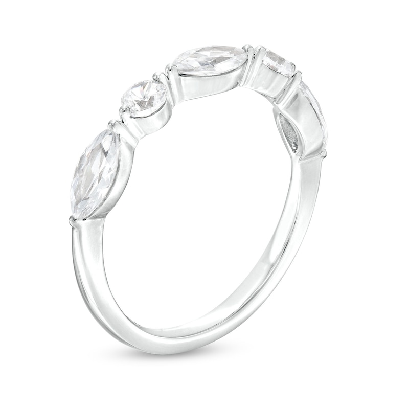 Main Image 2 of 1.00 CT. T.W. Certified Lab-Grown Diamond Alternating Art Deco Anniversary Band in 14K White Gold (F/SI2)