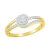 0.145 CT. T.W. Diamond Swirl Frame Double Row Split Shank Promise Ring in 10K Gold