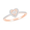 0.115 CT. T.W. Diamond Heart Frame Promise Ring in 10K Rose Gold