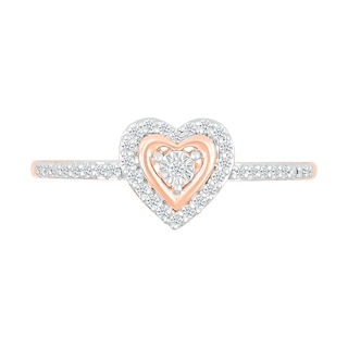 0.115 CT. T.W. Diamond Heart Frame Promise Ring in 10K Rose Gold