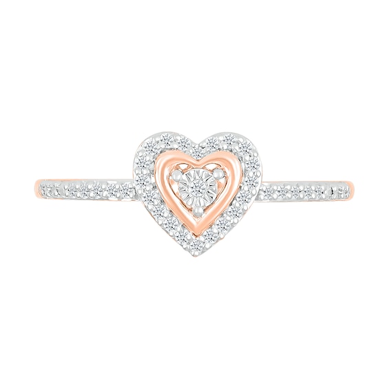 0.115 CT. T.W. Diamond Heart Frame Promise Ring in 10K Rose Gold