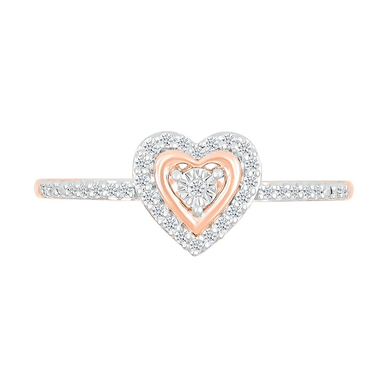 0.115 CT. T.W. Diamond Heart Frame Promise Ring in 10K Rose Gold