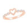 Thumbnail Image 0 of 0.04 CT. T.W. Diamond Hollow Heart Scallop Shank Promise Ring in 10K Rose Gold