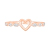 Thumbnail Image 2 of 0.04 CT. T.W. Diamond Hollow Heart Scallop Shank Promise Ring in 10K Rose Gold
