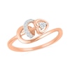 Thumbnail Image 0 of 0.085 CT. T.W. Diamond Sideways Heart Twirl Ribbon Promise Ring in 10K Rose Gold