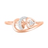 Thumbnail Image 2 of 0.085 CT. T.W. Diamond Sideways Heart Twirl Ribbon Promise Ring in 10K Rose Gold