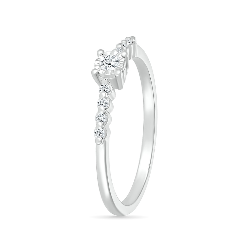 0.085 CT. T.W. Diamond Nine Stone Promise Ring in Sterling Silver