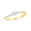 Thumbnail Image 0 of 0.145 CT. T.W. Diamond Station Seven Stone Promise Ring in Sterling Silver with 14K Gold Plate